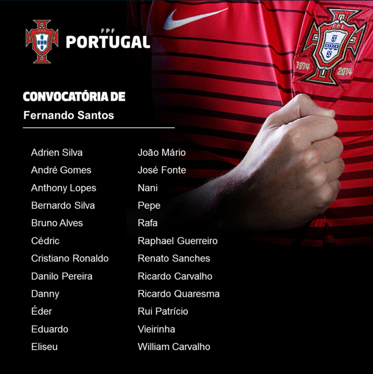 葡萄牙国家队大名单：C罗佩佩领衔
