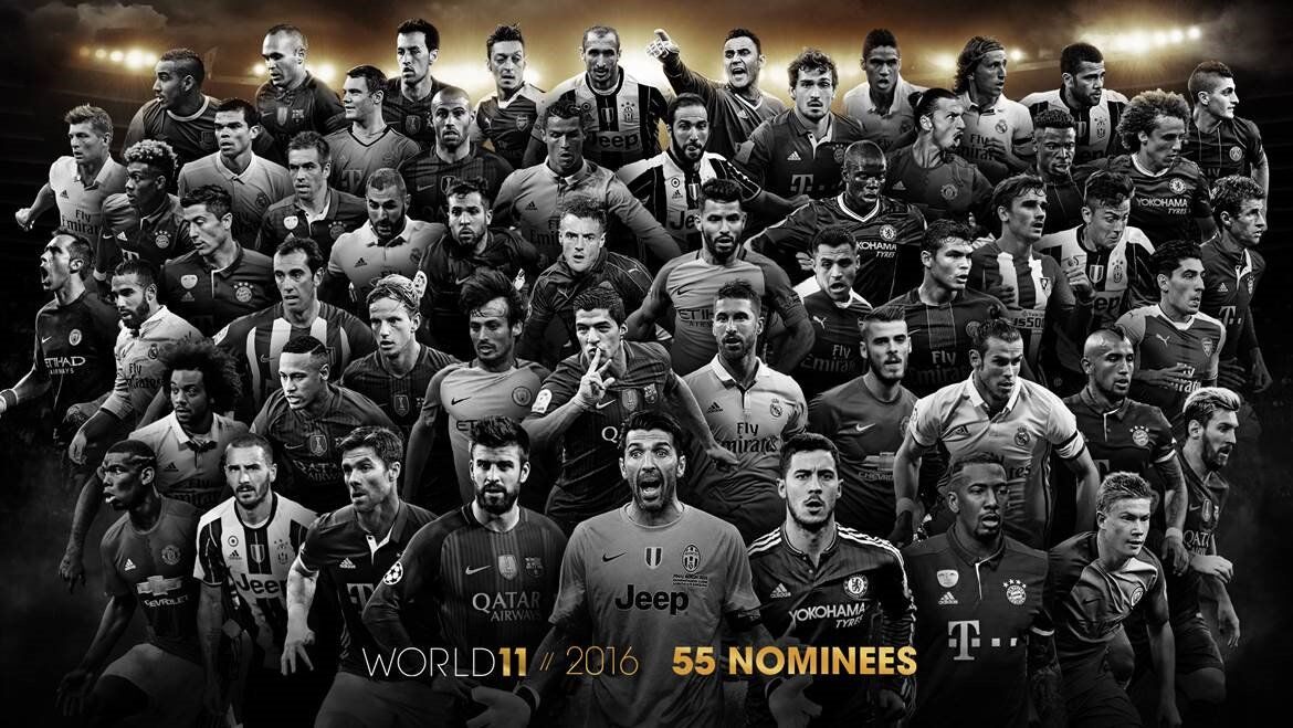 FIFA公布年度最佳阵容55人候选名单