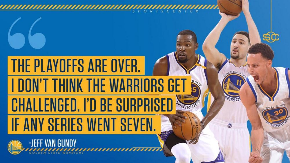 杰夫-范甘迪:季后赛已经结束 勇士会是总冠军