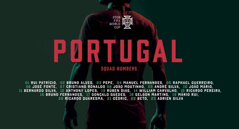 葡萄牙国家队号码:C罗7号 安德烈-席尔瓦9号