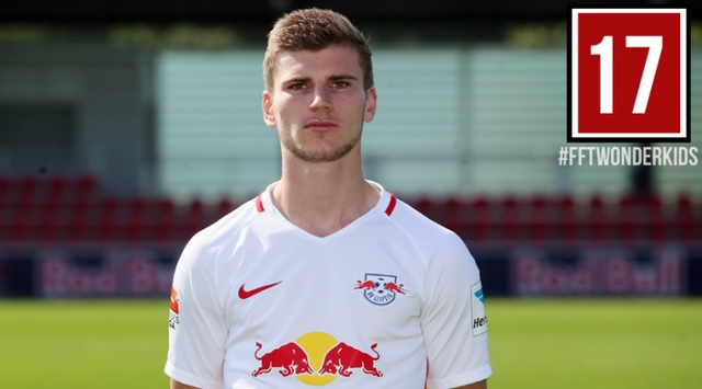 17.蒂莫-维尔纳(timo werner,20岁,目前效力于莱比锡红牛)