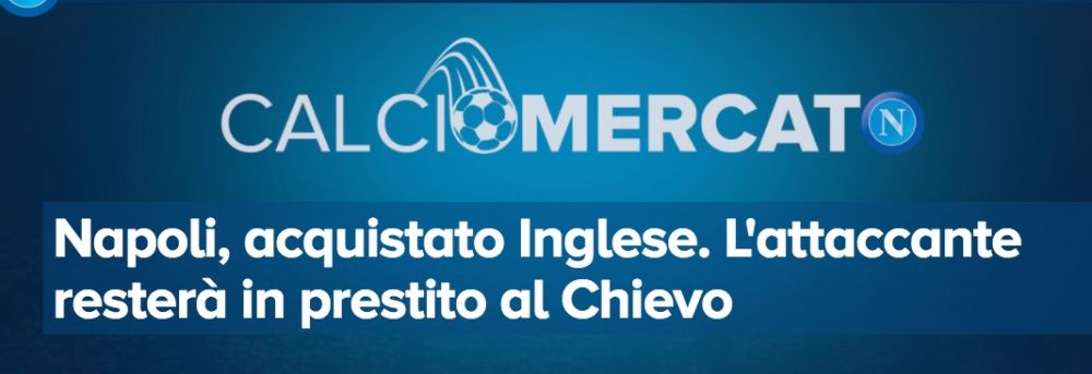 官方:那不勒斯签下切沃前锋英格里斯,明夏加盟