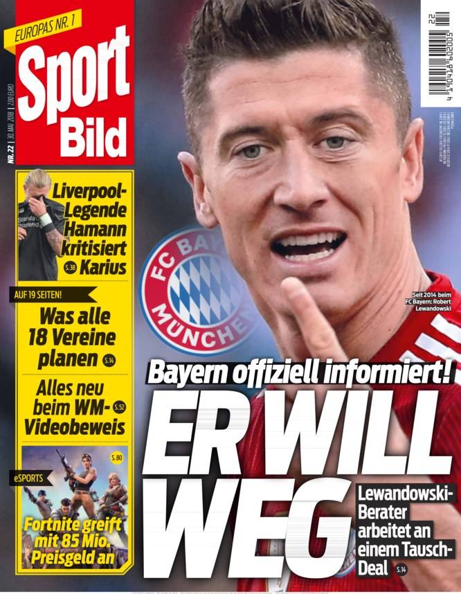 德甲今日头版:德国队训练发生冲突 莱万想要离