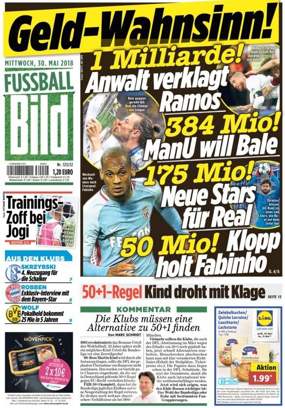 德甲今日头版:德国队训练发生冲突 莱万想要离