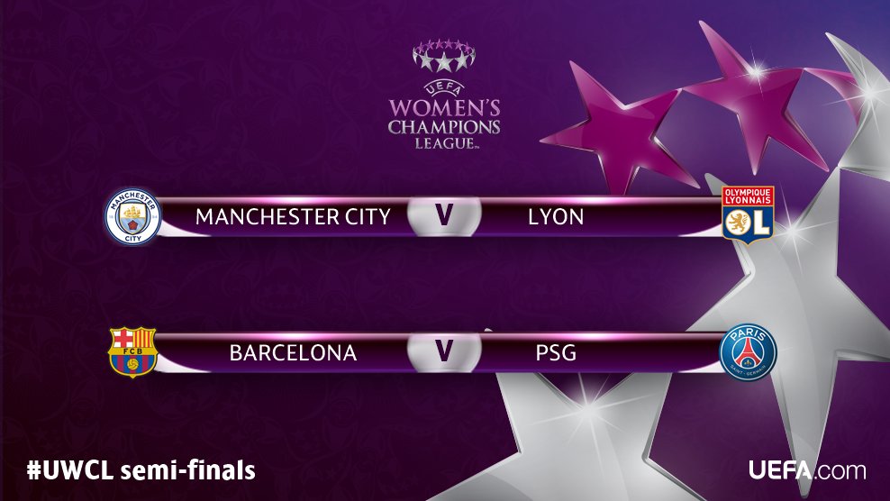 女足欧冠半决赛对阵出炉:曼城vs里昂 巴萨vs巴