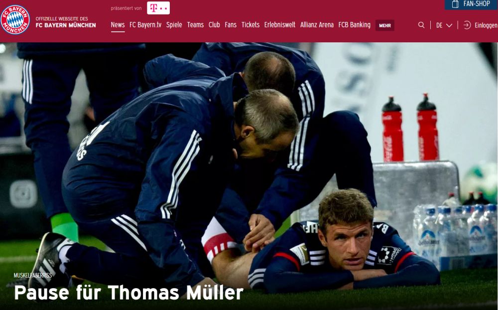 官方:穆勒右侧大腿肌肉韧带撕裂,预计缺阵三周