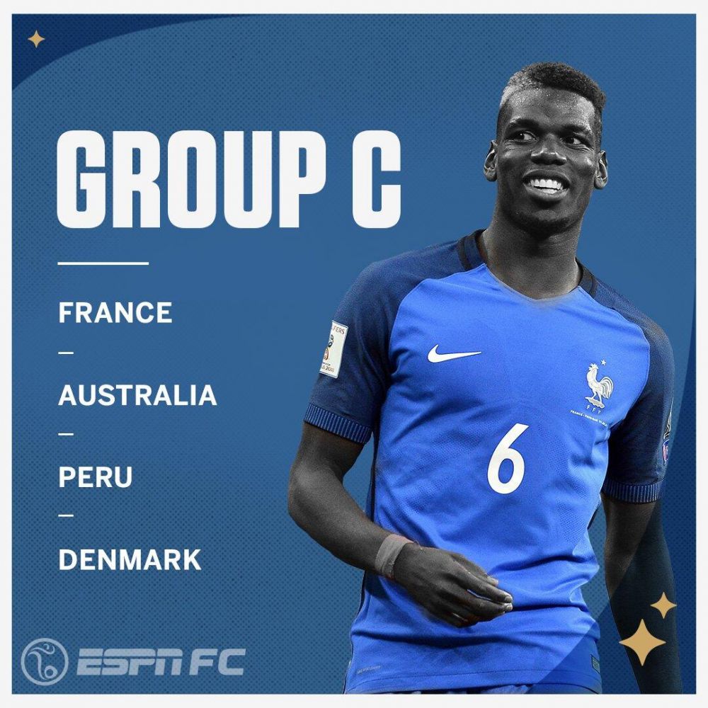 世界杯C组球队:法国,澳大利亚,秘鲁,丹麦-直播