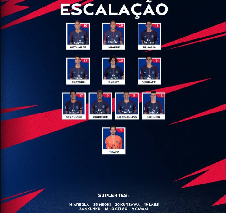 巴黎vs雷恩首发:内马尔领衔 卡瓦尼替补