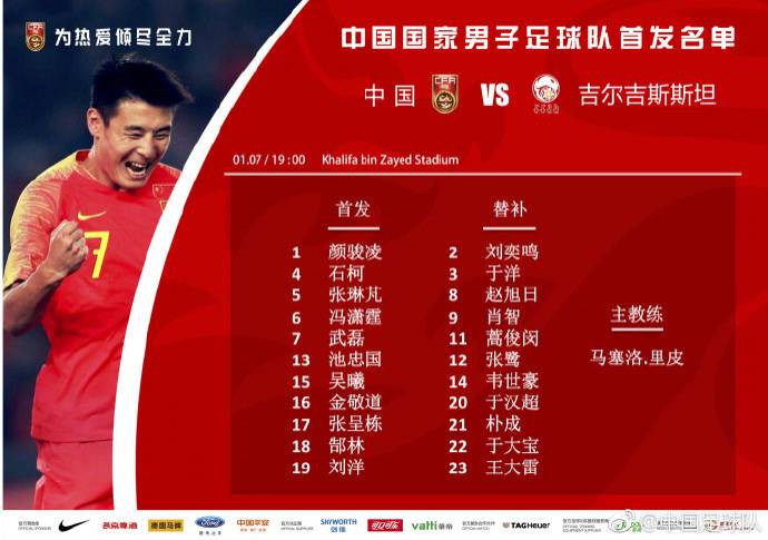 国足vs吉尔吉斯首发:武磊突前金敬道首发 郑智