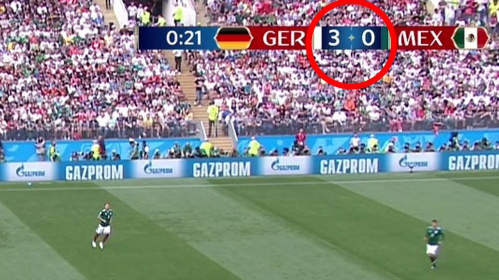 图片报：德国墨西哥比赛中转播画面曾显示3-0